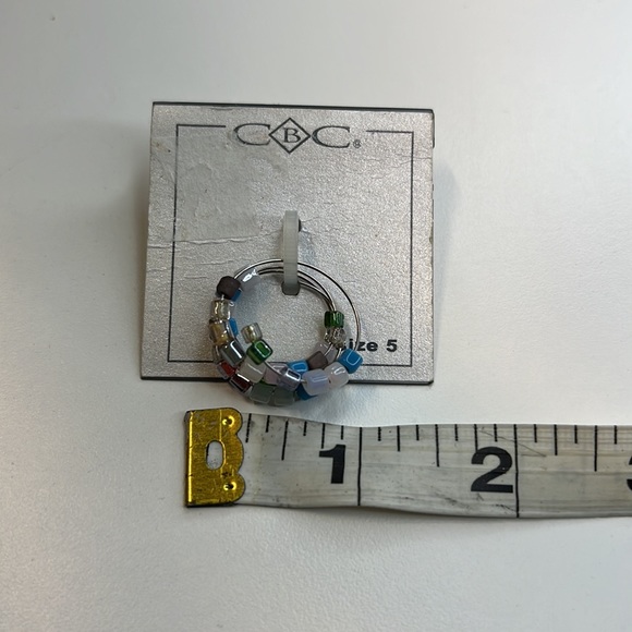 CBC Silver Wrap Around Ring w/ Multi-Color Beads, Size 5, NWT! - Picture 3 of 3